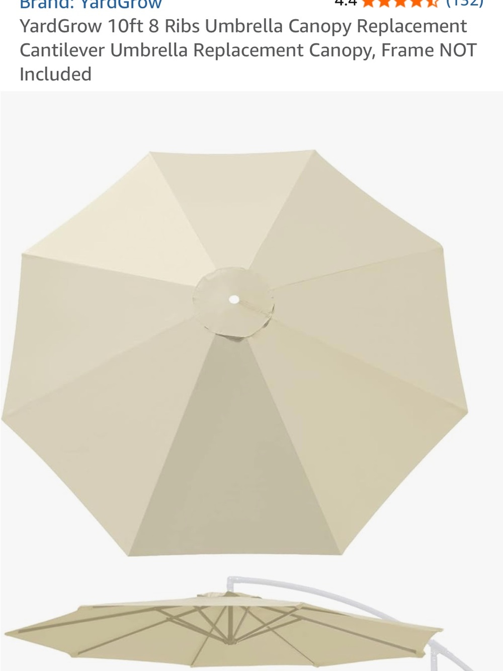 Beige Replacement Cantilever Umbrella Canopy